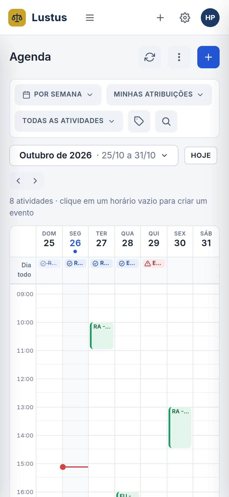 Agenda do Lustus no celular